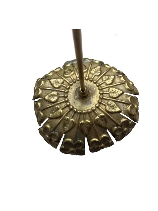 Vintage Brass Floral Hat Pin Large Flower Art Nouveau Deco Intricate Details 10" - Picture 8 of 8